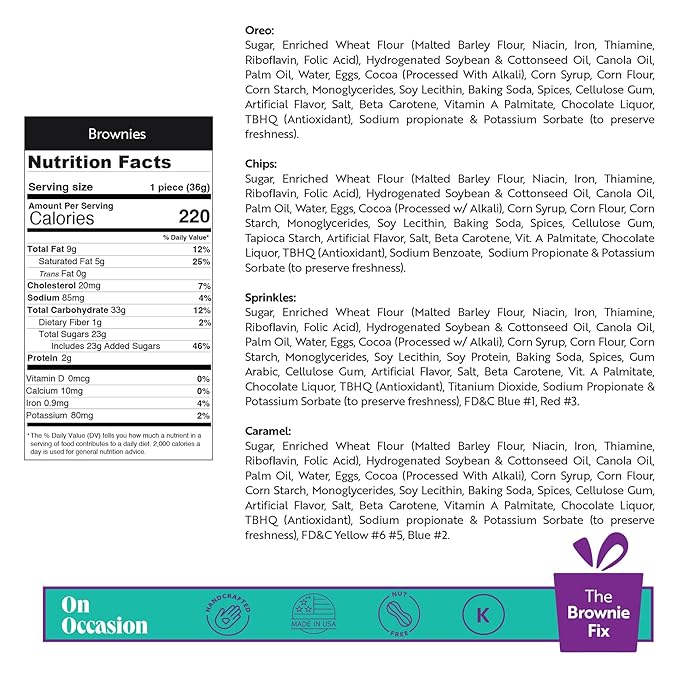 On Occasion Chocolate Brownies Individually Wrapped – Fudge Dessert Gift Box – Gourmet Fresh Baked Treats – Premium Bakery Selection