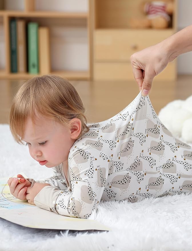JunNeng Viscose from Bamboo Baby Boy Sleeper with Mitten Cuffs, Footless Soft Zippy Pajamas, Sleep N' Play Romper 0-18 Months
