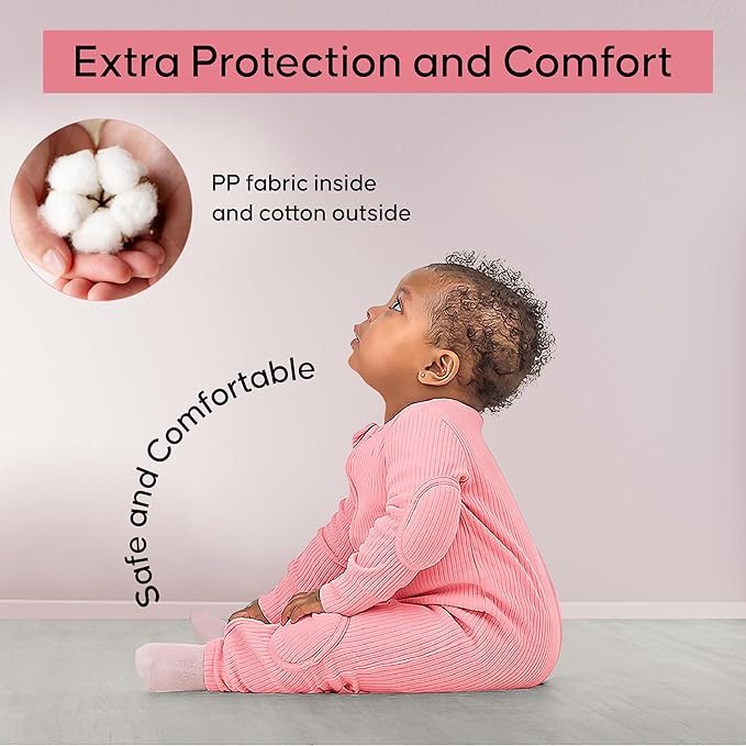 Premium Baby Romper Onesie - 100% Cotton, Double Zipper, Knee & Elbow Pads Extra Safety with Peace of Mind