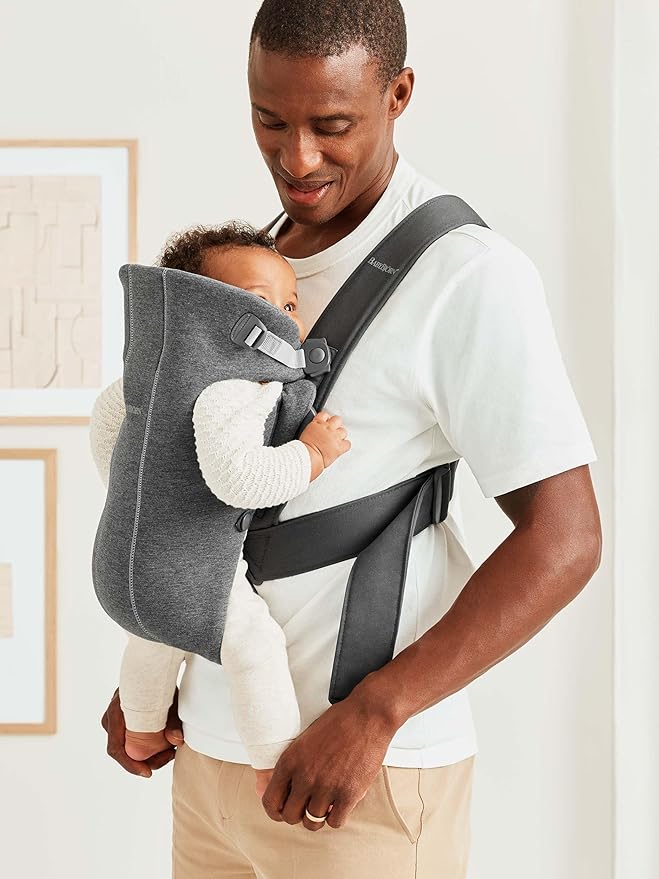 BabyBjörn Baby Carrier Mini, Dark Gray, 3D Jersey Infant Carrier (7-25 lbs), Ergonomic, Easy-to-Use