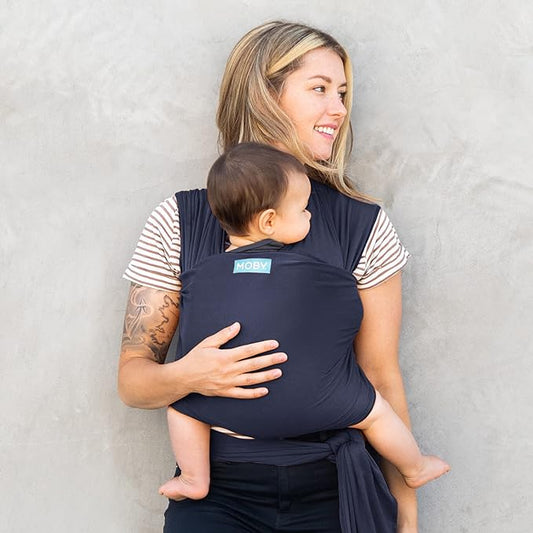Moby Baby Wrap Carrier Classic for Newborns to Toddlers (8-33lbs), Infant Sling Carrier, Lightweight & Hands Free Design, Adjustable for All Body Types (Deep Sea)