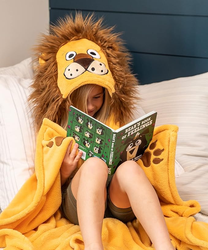 Lazy One Wearable Hooded Blanket for Kids, Animal Hooded Blanket (Lion)