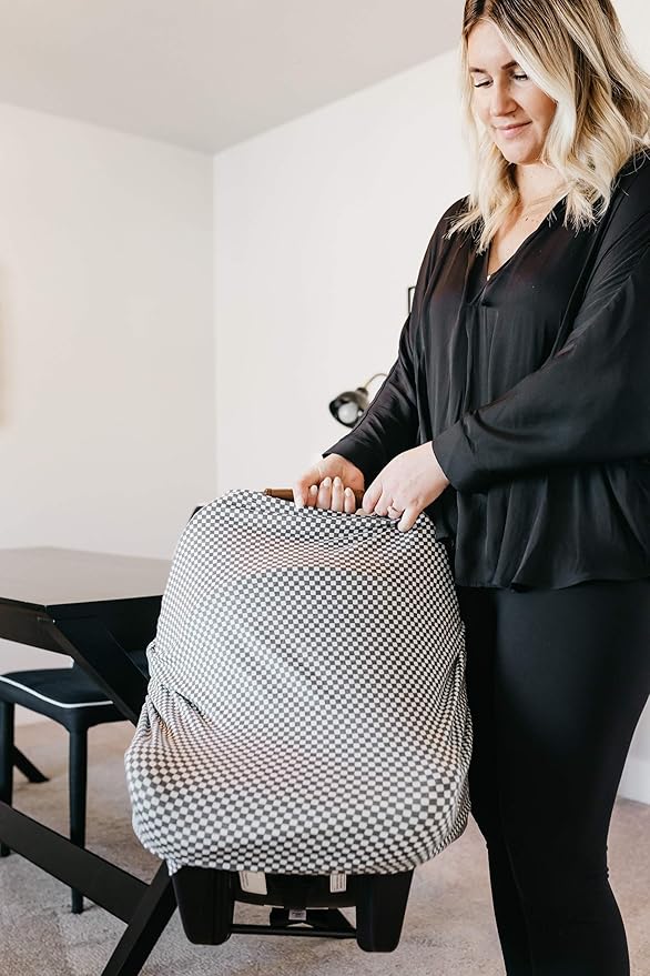 Baby Car Seat Cover Canopy and Nursing Cover Multi-Use Stretchy 5 in 1 Gift "Nash" by Copper Pearl