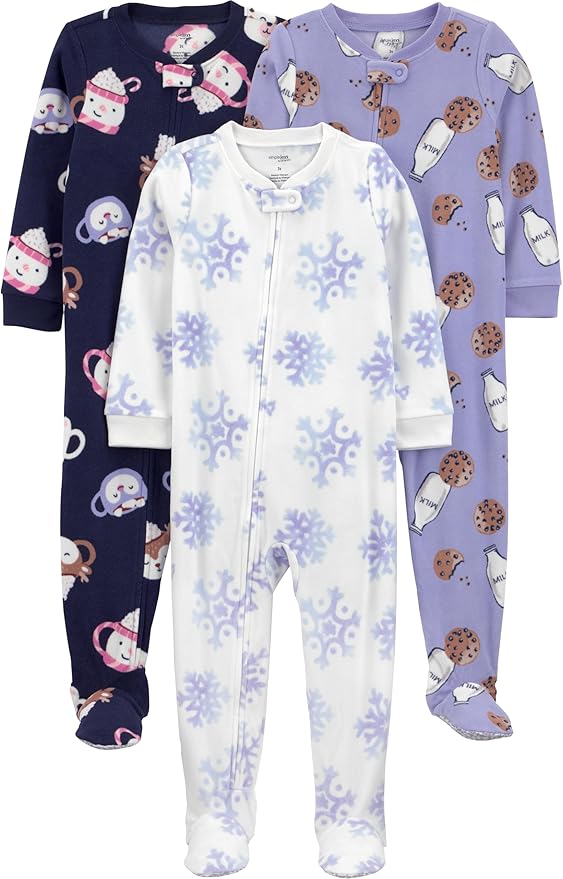 Simple Joys by Carter's girls Loose-Fit Flame Resistant Fleece Footed Pajamas