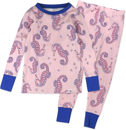 HonestBaby baby-girls 2-piece Pajamas Sleepwear Pjs 100% Organic Cotton for Baby, Toddler, Kids, Girl