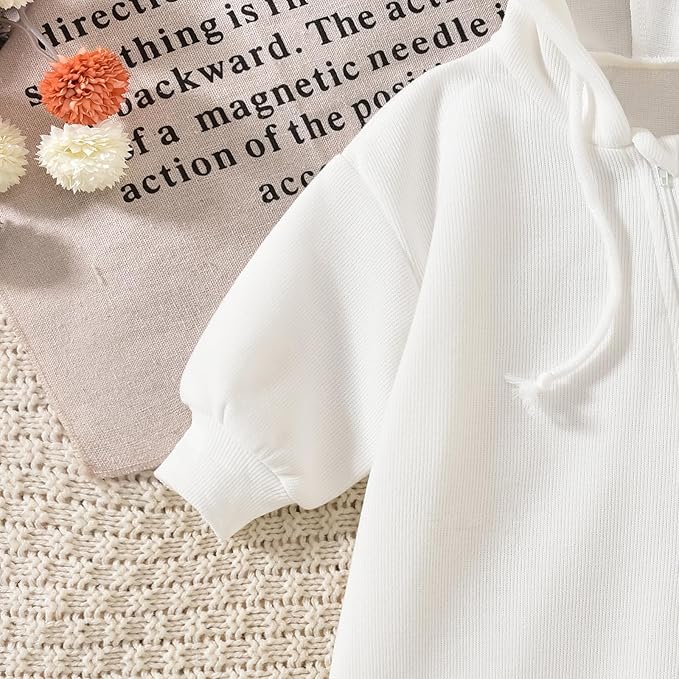 Unutiylo Unisex Baby Boys Girls Long Sleeve Infant Baby Zipper Hooded Jumpsuits Romper Loose Outfit Clothes