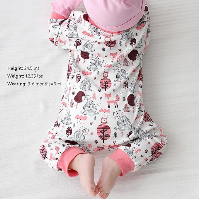 Newborn Baby 2-way Zipper Romper Cotton One-piece Jumsuit 3-pack, 0-24 Months