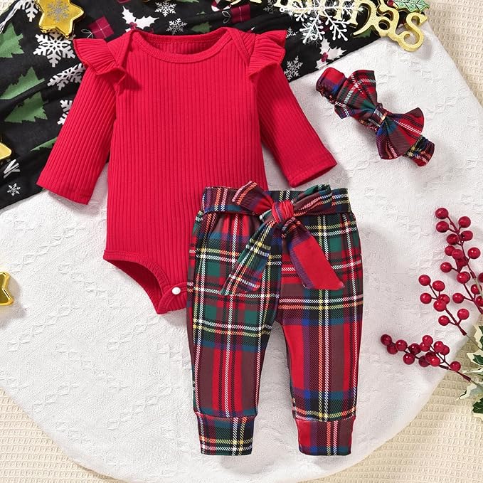 Aalizzwell Preemie Newborn Infant Baby Girls Clothes Ribbed Romper Bodysuit Pants Set Fall Winter Outfits