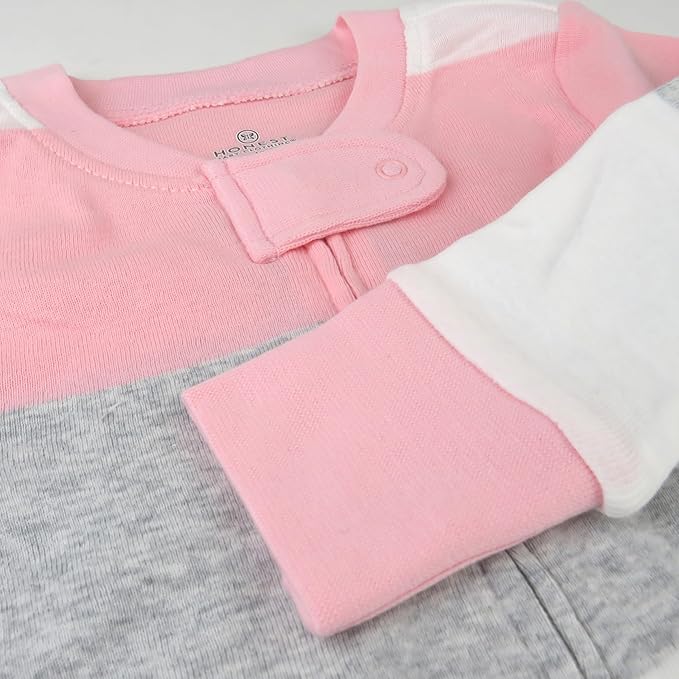 HonestBaby Non-Slip Footed Pajamas One-Piece Sleeper Zip-Front Pjs 100% Organic Cotton for Baby Girls