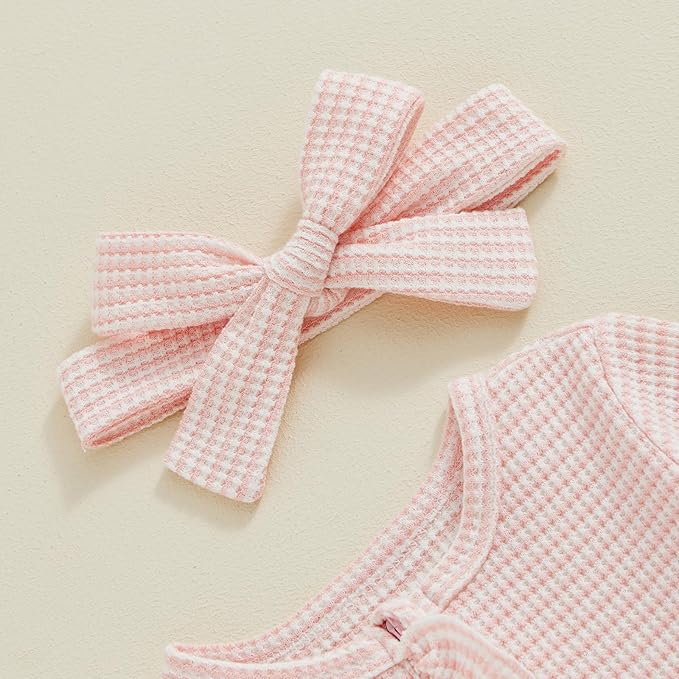 Newborn Girl Clothes Baby Girl Coming Home Outfit Zipper One-piece Outfits Ruffle Footie Bodysuit Jumpsuit Headband