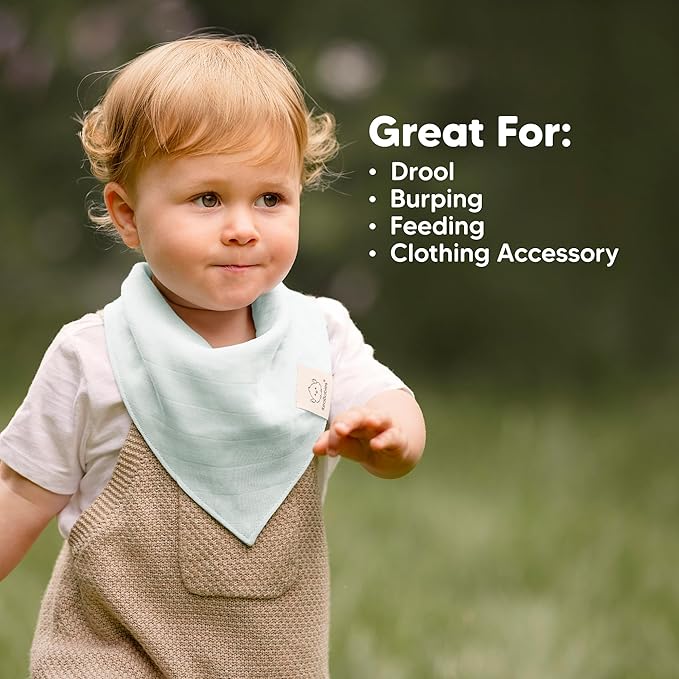 8-Pack Muslin Baby Bibs for Boys, Girls - Muslin Bandana Drool Bibs for Baby Girl & Boy, Drooling Newborn, Teething Toddler, Infant 0-36 Months, 100% Cotton Extra Absorbent & Soft (Eclipse)