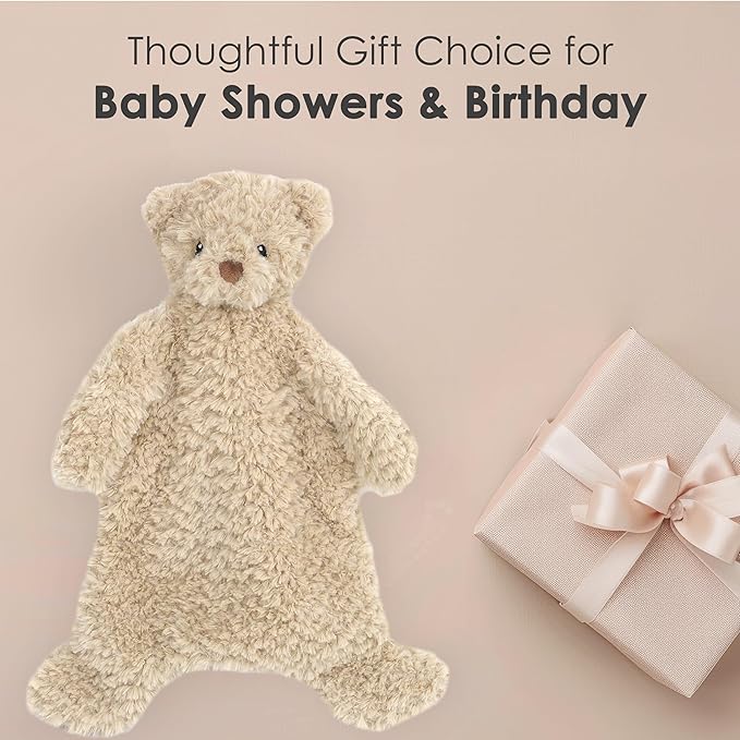 MON AMI Marshmallow Bear Plush Lovey for Babies – 15”, Security Blanket for Newborns, Baby Snuggle Toy