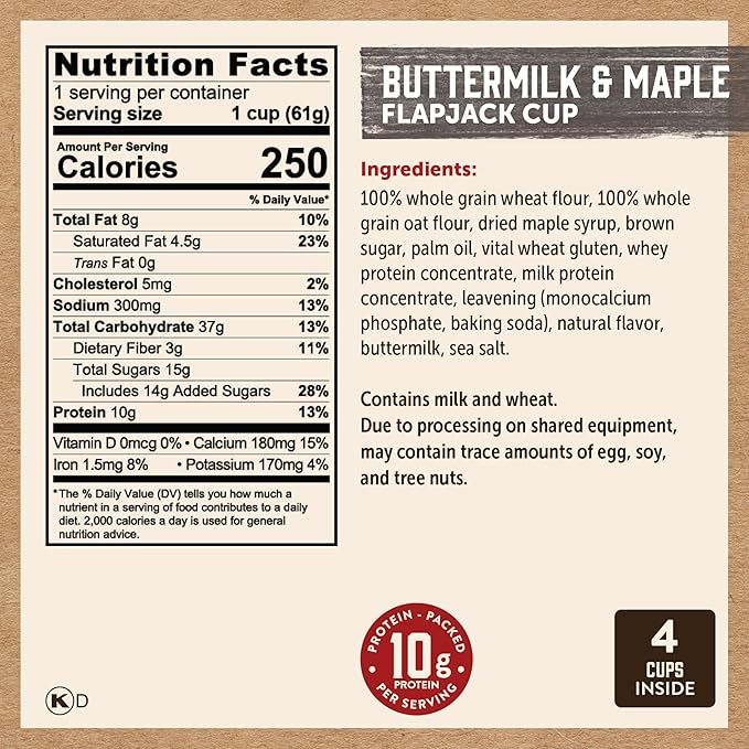 Kodiak Cakes Protein Pancake On The Go Flapjack Cups Mix; Buttermilk, Chocolate Chip, & S’mores Variety Pack