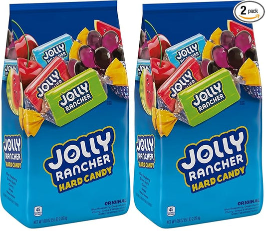 JOLLY RANCHER Assorted Fruit Flavored, Hard Candy Bulk Bag, 5 lb (360 Pieces) (Pack of 2)