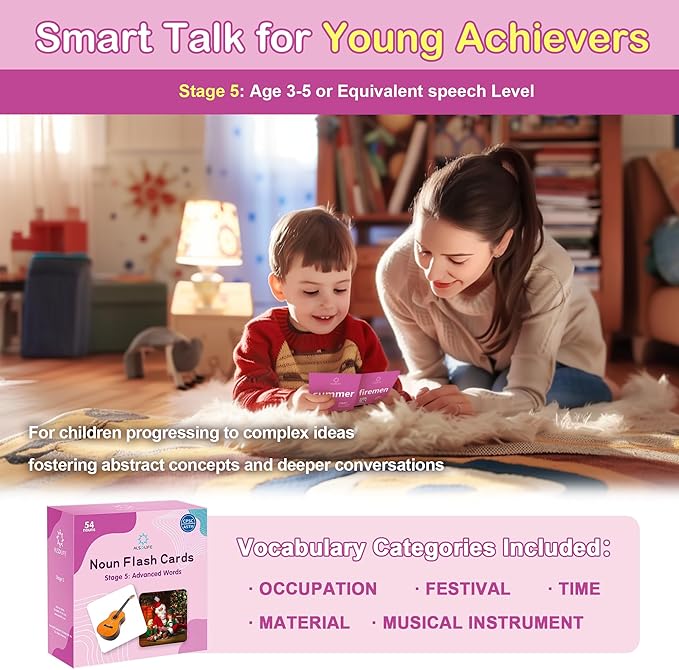 54 Advanced Word Noun Flash Cards for Kids 3-5, Vocabulary Cards with Pictures, | Toddler Flash Cards for Learning English Words| Seasons flashcards| ABA Therapy & Speech Therapy Materials
