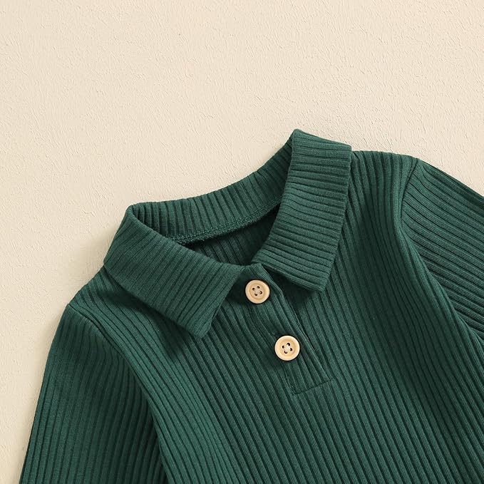 Newborn Baby Boy Girl Clothes Ribbed Knitted Long Sleeve Romper Pants Solid Cotton Infant Fall Winter Outfits 2Pcs