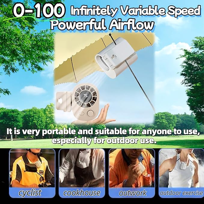 Small Clip on Fan Portable USB Mini Fan 2025 Upgrade,0-100 Speed Adjustment, Rechargeable Personal With LED Display for Umbrella,Desk,Dorm,Camping,Stroller,Golf,Gym,Beach Travel Outdoors-White