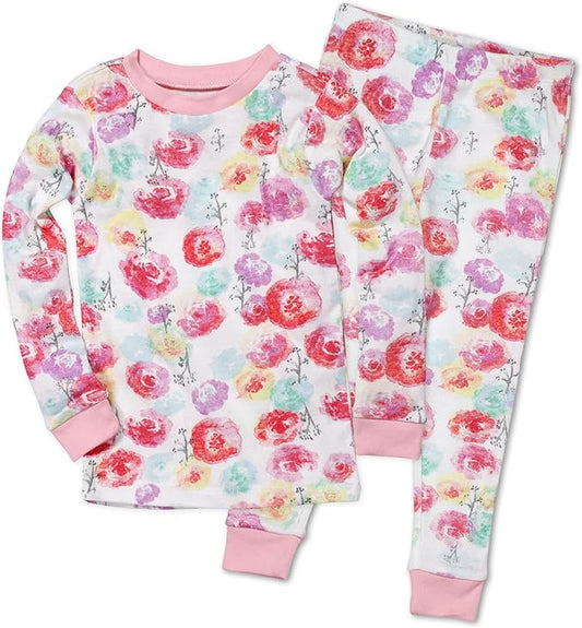 HonestBaby baby-girls 2-piece Pajamas Sleepwear Pjs 100% Organic Cotton for Baby, Toddler, Kids, Girl