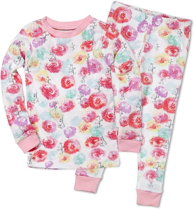 HonestBaby baby-girls 2-piece Pajamas Sleepwear Pjs 100% Organic Cotton for Baby, Toddler, Kids, Girl