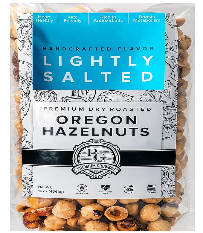 Oregon Farm To Table - Hazelnuts from Premium Growers - Dry Roasted - Lightly Salted – Kosher Certified - 1 LB