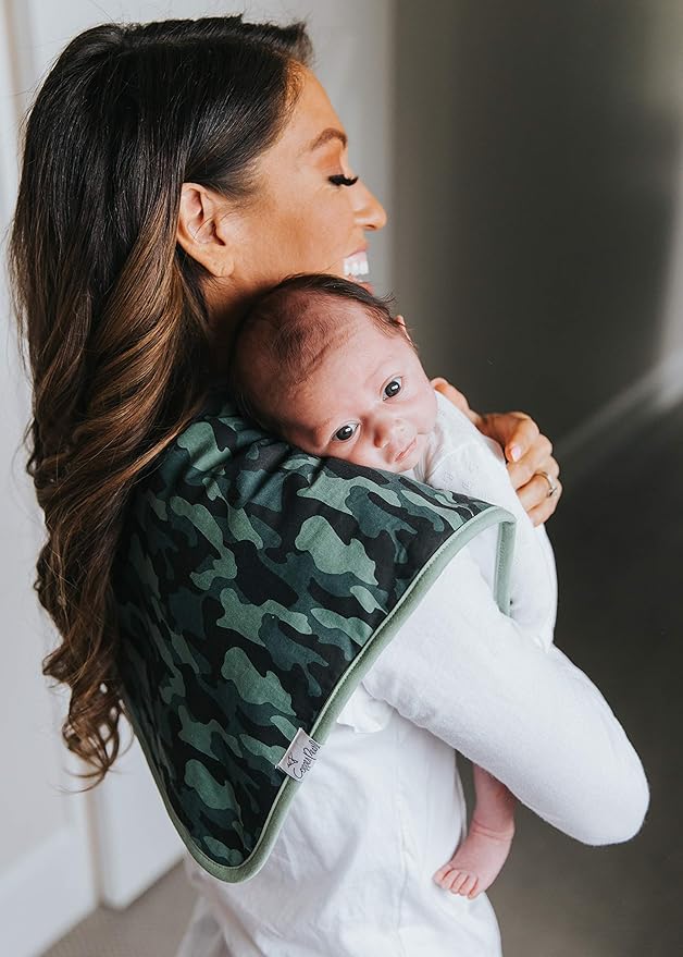 Copper Pearl Premium Baby Burp Cloths - 3-Pack Large Cotton Burp Cloths, Extra Soft Spit Up Rags with 3 Absorbent Layers, Perfect for Baby Boy Gifts (21" x 10" Size, Diesel Set)