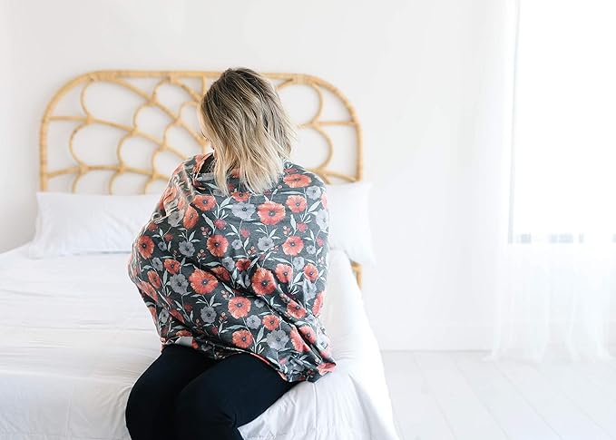Baby Car Seat Cover Canopy and Nursing Cover Multi-Use Stretchy 5 in 1 Gift Poppy by Copper Pearl