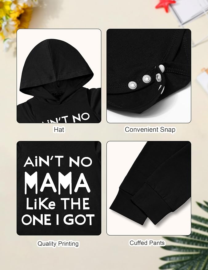 Fommy Newborn Baby Boy Clothes Plaid Letter Print Long Sleeve Hoodies + Long Pants 2PCS Fall Winter Outfits Set