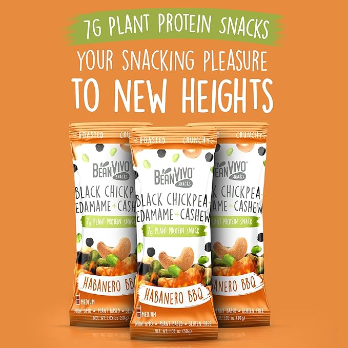 BeanVIVO Healthy Snacks for Adults & Kids with 7g Protein & 5g Fiber per Serving with Dried Edamame, Roasted Cashew and Black Chickpeas - Vegan & Gluten Free - Keto Friendly & Non-GMO - 8Pack (1.05 oz Each Pouch)