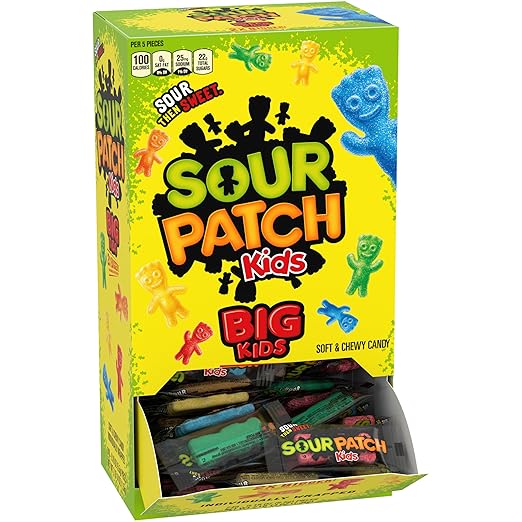 SOUR PATCH KIDS Big Kids Individually Wrapped Soft & Chewy Candy, Bulk Candy, School Snacks, 240 Count Box