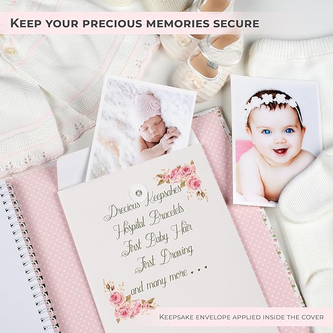 Baby Book Keepsake - Baby Memory Book and Album for Girl, Journal from Pregnancy to First 5 Years, Scrapbook to Record Memories, Milestones and Photos, Baby Book - Pink
