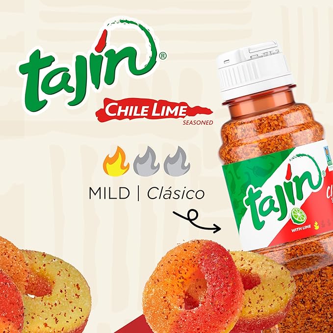 Snak Club Tajin Peach Rings Gummy Candy, Fruit Candy Gummies with Chili and Lime Seasoning, Mild, Gluten-Free and Vegan Snacks, 24 oz Resealable Bag
