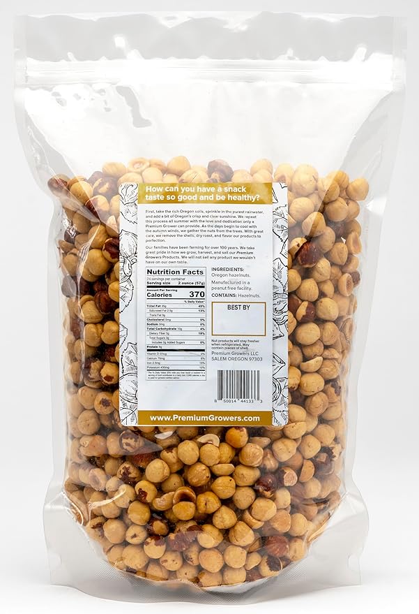 Oregon Farm To Table - Hazelnuts from Premium Growers - Dry Roasted - Kosher Certified (3lb, Natural Roasted)