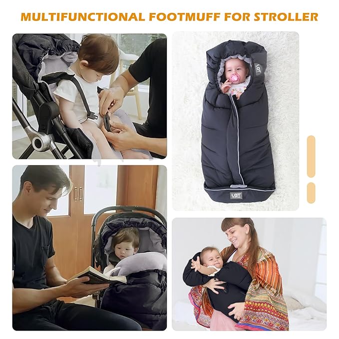 LAT Baby Warm Bunting Bag Universal,Stroller Sleeping Bag Cold Weather,Waterproof Toddler Footmuff (Basic,Pink)