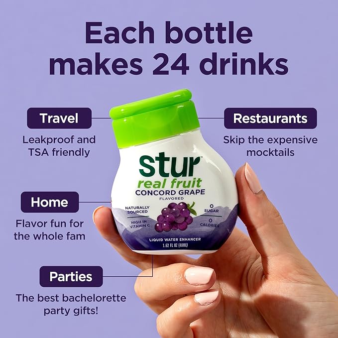 Stur Liquid Water Enhancer | Summer Variety Pack | Naturally Sweetened | Sugar Free | Zero Calories | Keto | Vegan | 5 Bottles, Makes 120 Drinks