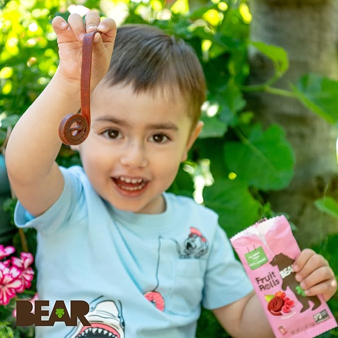 BEAR Real Fruit Snack Rolls - Gluten Free, Vegan, and Non-GMO - Raspberry – Healthy School And Lunch Snacks For Kids And Adults, 0.7 Ounce (Pack of 18)