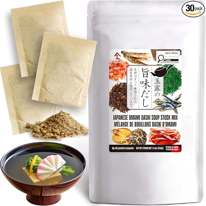Chaganju Dashi - Umami Powder Soup Stock - Japanese Food, Bonito Flakes, Kelp, Mushroom, 8g×30pacs