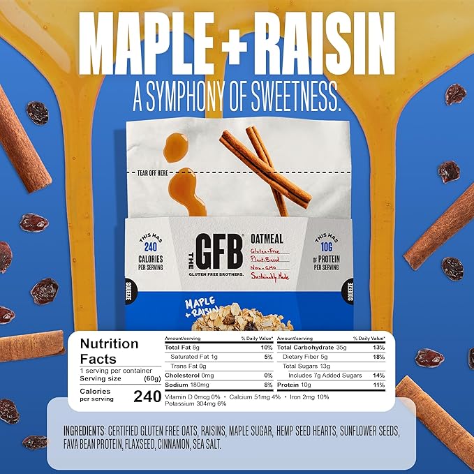 The GFB Variety Pack of Protein Oatmeal Cups - Unique Pop-Up Bowl - Gluten Free, Plant Based, Non GMO, Sustainably Made - Ridiculously Tasty, Healthy, Vegan Protein Instant Oatmeal, 2 oz (6 Count)