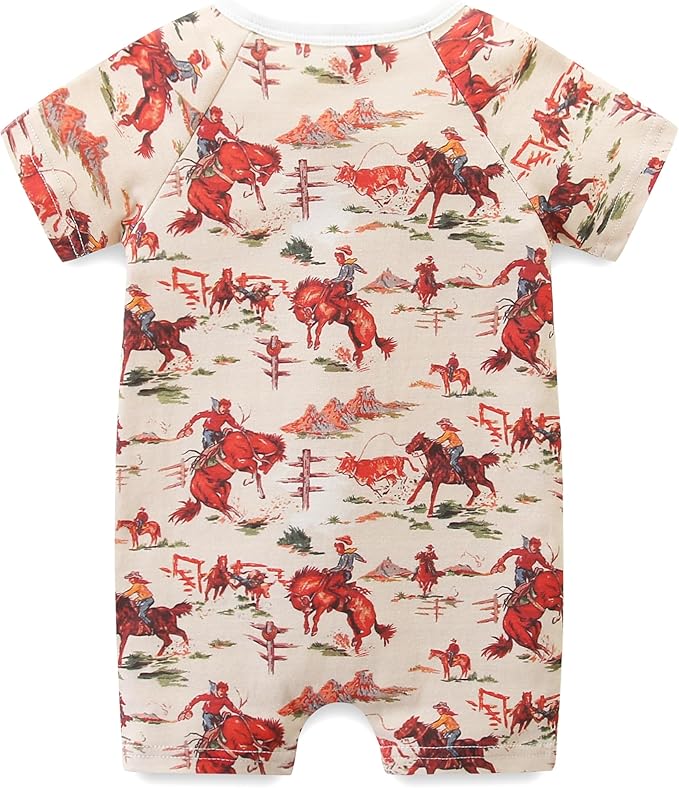 Baby Boy Girl Romper Short Sleeve 100% Cotton Bodysuit Outfits 2 Way Zipper Jumpsuit