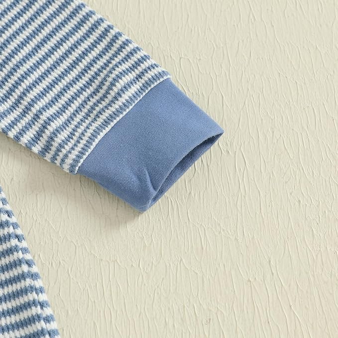 fhutpw Newborn Baby Boy Clothes Ribbed Knit Bodysuit 3 6 Months Infant Fall Long Sleeve Splicing Color Romper Jumpsuit & Hat