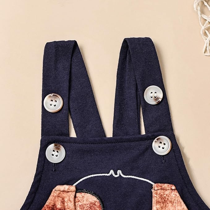 Baby Boy Clothes Newborn Outfits Stripe Romper Infant Cartoon Overall Adjustable Suspender Pants Set 0-18 Months