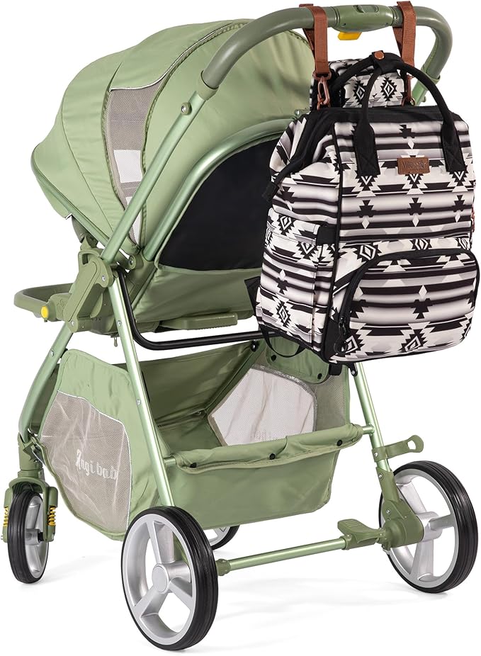 Wrangler Diaper Bag Backpack Aztec Travel Backpack Purses Western Multi-Function Baby Bags for Mom with Waterproof Insulated Pockets