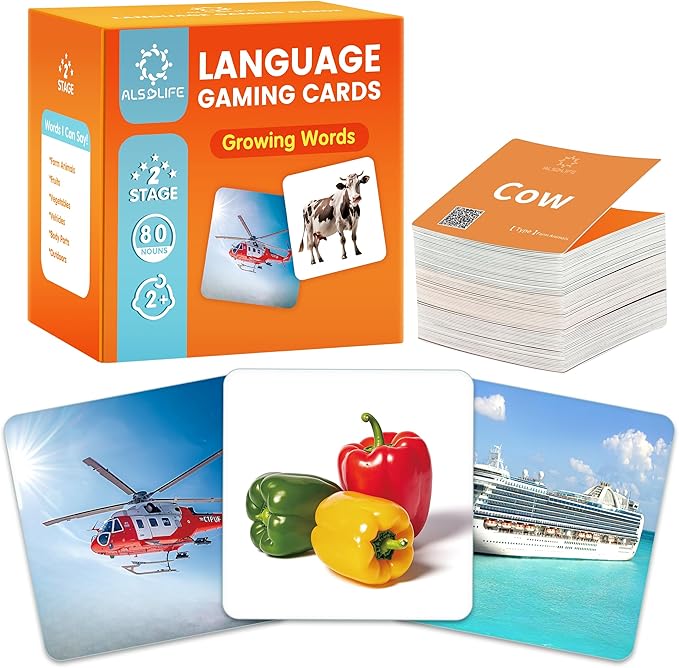 80 Nouns Flash Cards for Toddlers 2-3, Key Vocabulary Flashcards, Sturdy & Durable Realistic Picture Cards for Speech Therapy, Autism Flash Cards for ABA Therapy and Special Education