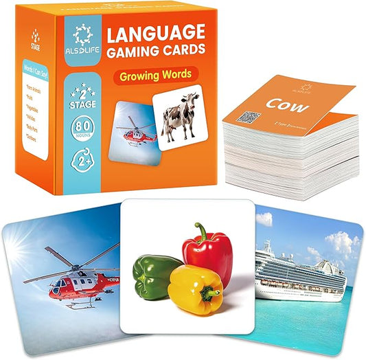 80 Nouns Flash Cards for Toddlers 2-3, Key Vocabulary Flashcards, Sturdy & Durable Realistic Picture Cards for Speech Therapy, Autism Flash Cards for ABA Therapy and Special Education