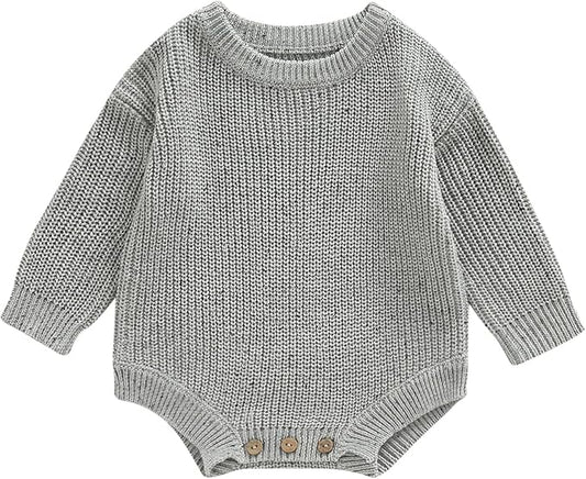 FYBITBO Baby Girl Boy Sweater Knit Oversized Pullover Sweatshirt Romper Onesie Warm Fall Winter Clothes Outfit Newborn