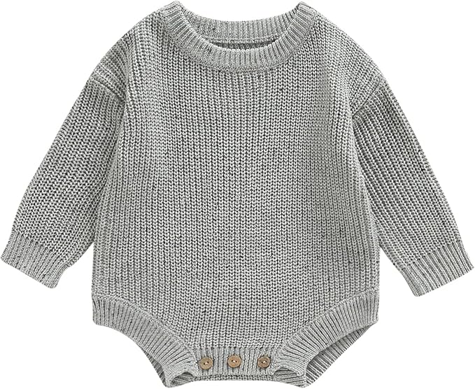 FYBITBO Baby Girl Boy Sweater Knit Oversized Pullover Sweatshirt Romper Onesie Warm Fall Winter Clothes Outfit Newborn