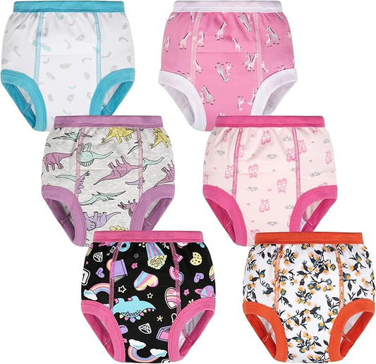 BIG ELEPHANT 6-Pack Potty Training Pants – 100% Cotton Absorbent Toddler Underwear for Boys and Girls (12M-10Y)
