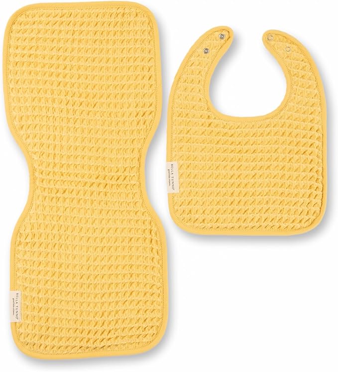 Bella Tunno Baby Bibs and Burp Cloths Set – Reversible Drool Bibs and Soft Absorbent Newborn Burp Cloths, Oeko-TEX Certified (Sunshine)