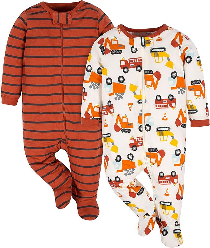 Gerber Baby Boys' 2-Pack Footed Pajamas