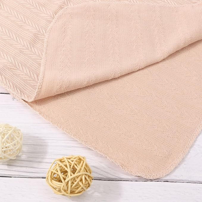 Newborn Receiving Blanket with Bow Hat Mittens Wooden Card Set Wheat-Pattern Newborns Toddler Baby Boy Girl Nursery Swaddle Wrap