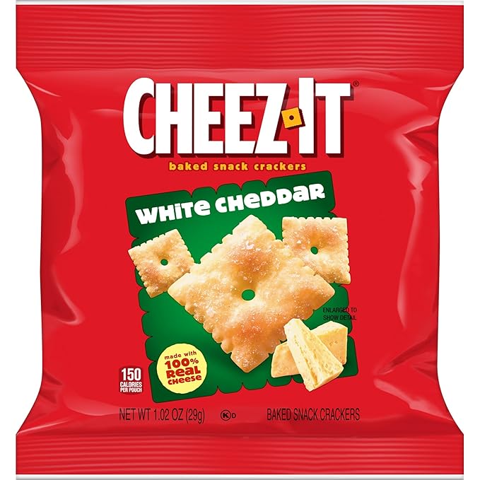 Cheez-It Cheese Crackers, Baked Snack Crackers, Lunch Snacks, White Cheddar (40 Packs)